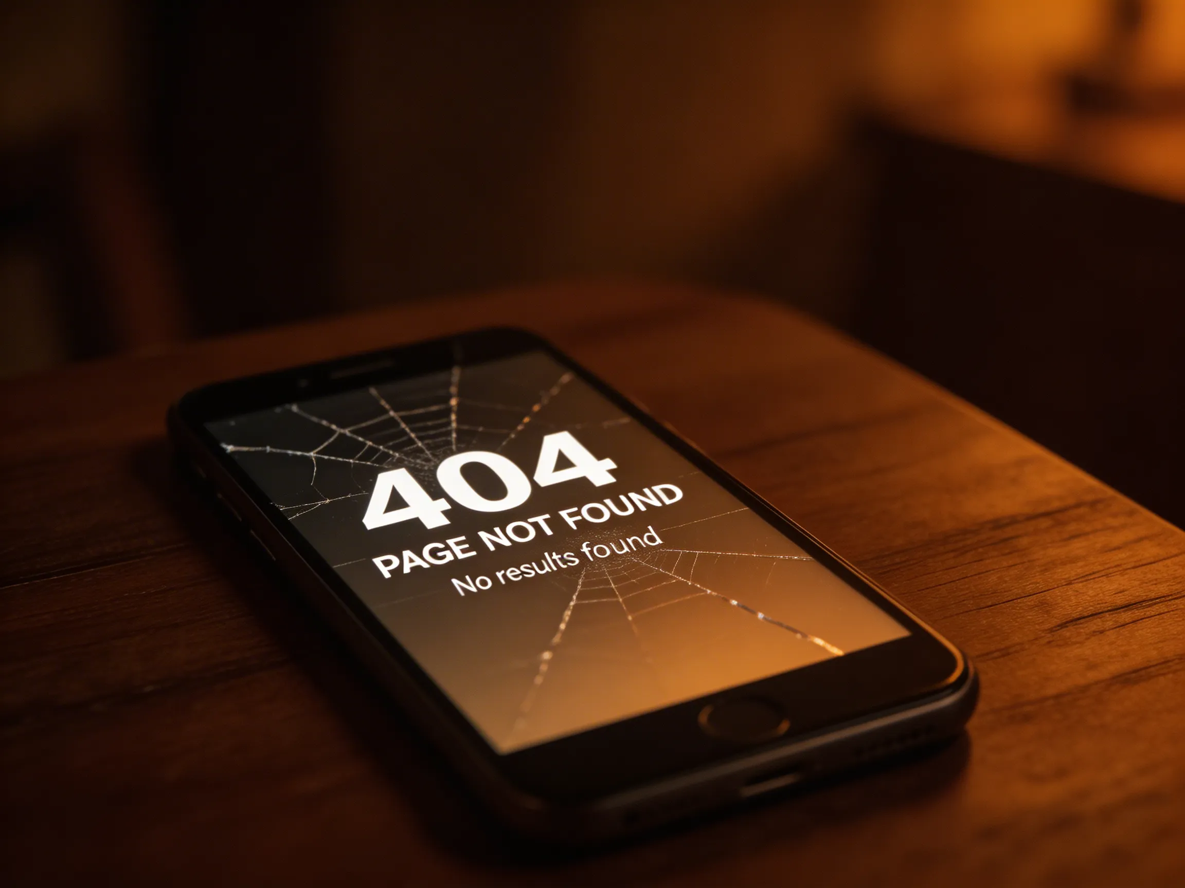 A phone showing a 404 error page — representing businesses invisible online