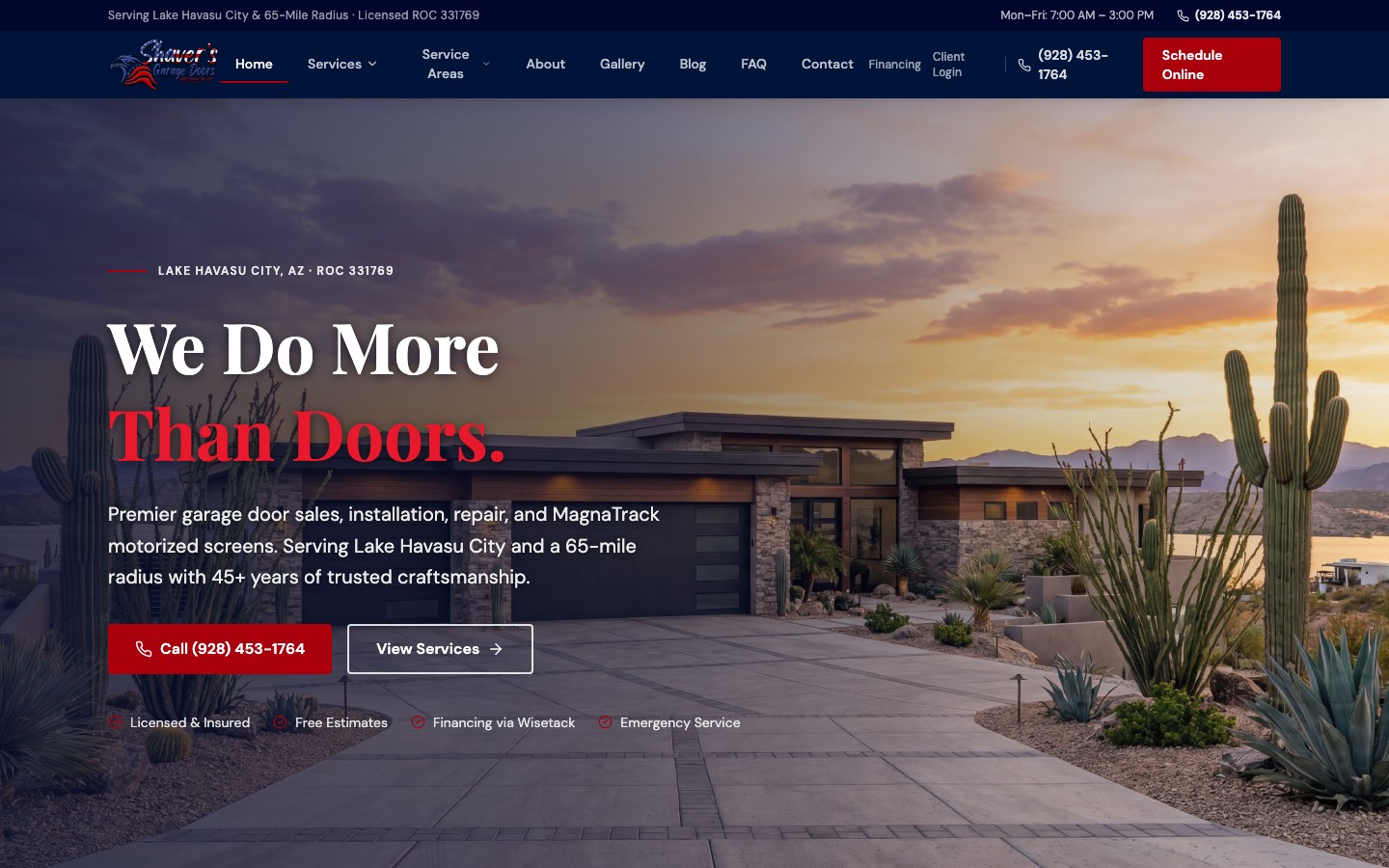 Shaver's Garage Doors — Havasu Web Studio rebuild