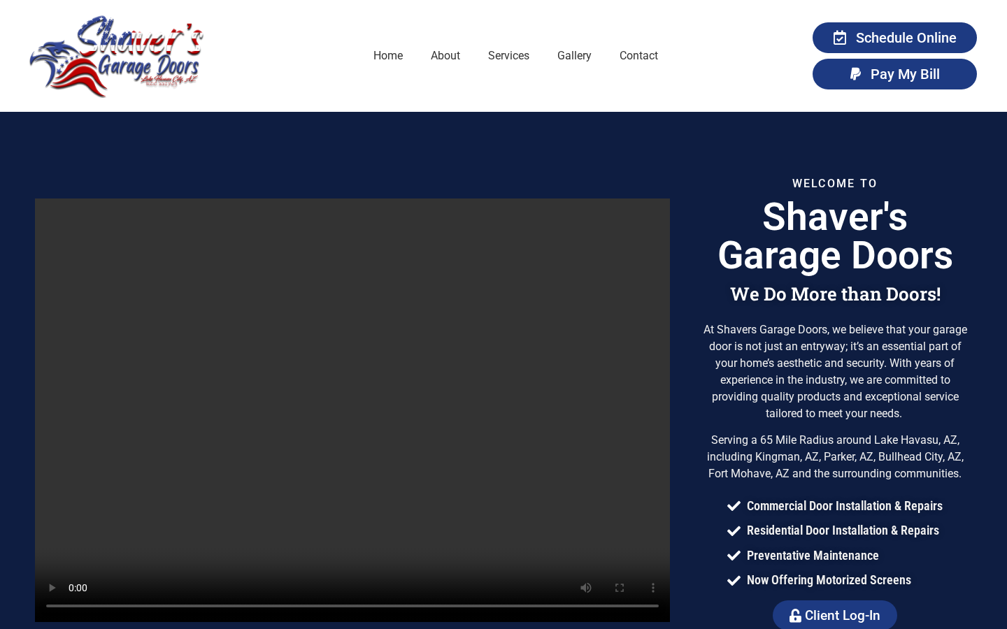 Shaver's Garage Doors — current website